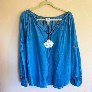 BNWT Knox Rose Woman’s Long Sleeve Denim Blouse